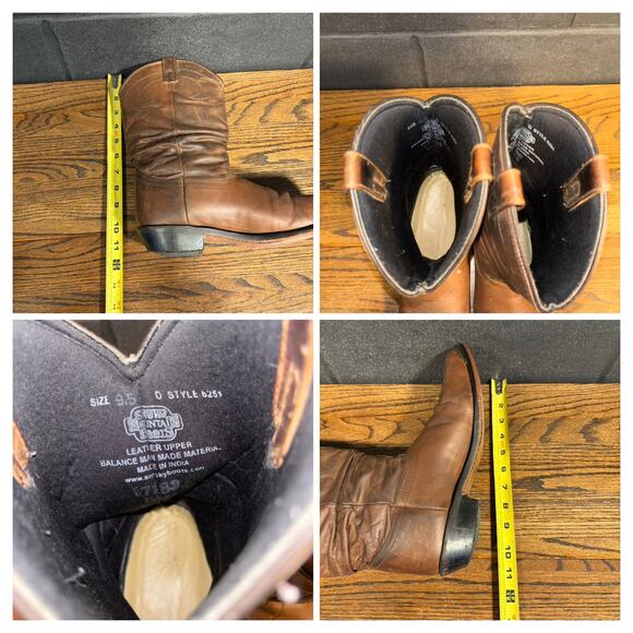 Smoky Mountain Cowboy Boots Men’s 9.5 D Brown Leather Western Distressed Slouch - Picture 6 of 14